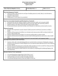 Allison Staak and Jenny Meis Health Lesson Plan ... - Employment