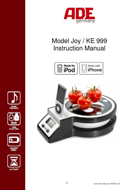 Model Joy / KE 999 Instruction Manual - Frieling