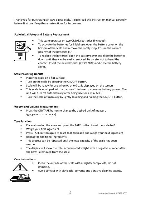 Model Joy / KE 999 Instruction Manual - Frieling
