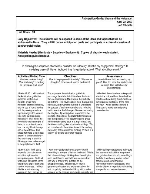 Anticipation Guide Lesson Plan - Employment