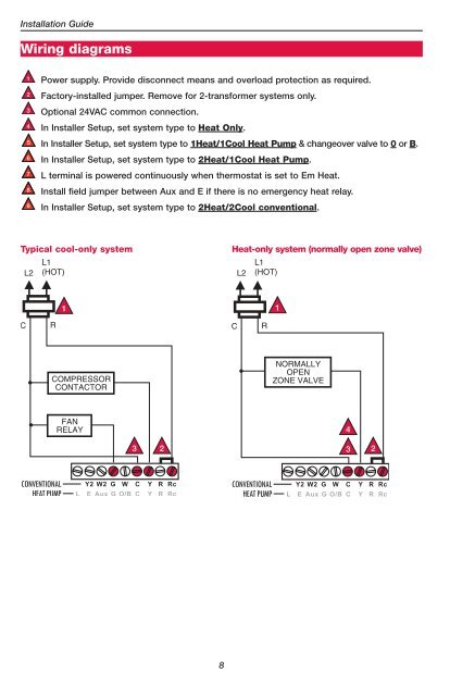 TH6220D-Programmable Thermostat Installation Guide - Air & Water