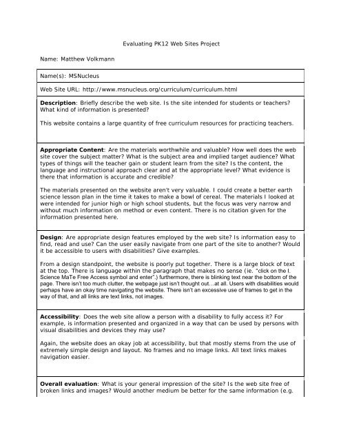 Website evaluation - Employment