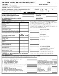 Daycare income and expense worksheet