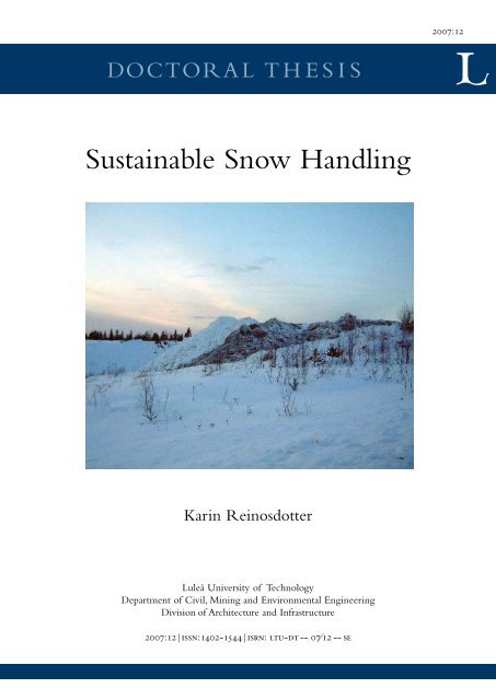 Sustainable Snow Handling Lulea Tekniska Universitet