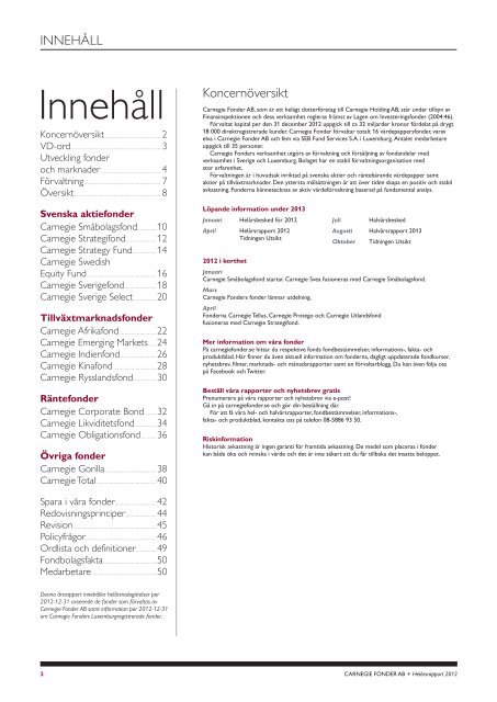 HELÅRSRAPPORT 2012 - Carnegie