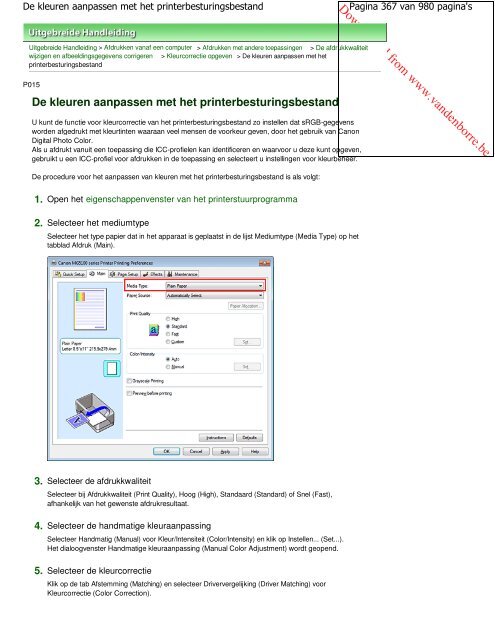 Canon MG5100 series Online handleiding - Vanden Borre