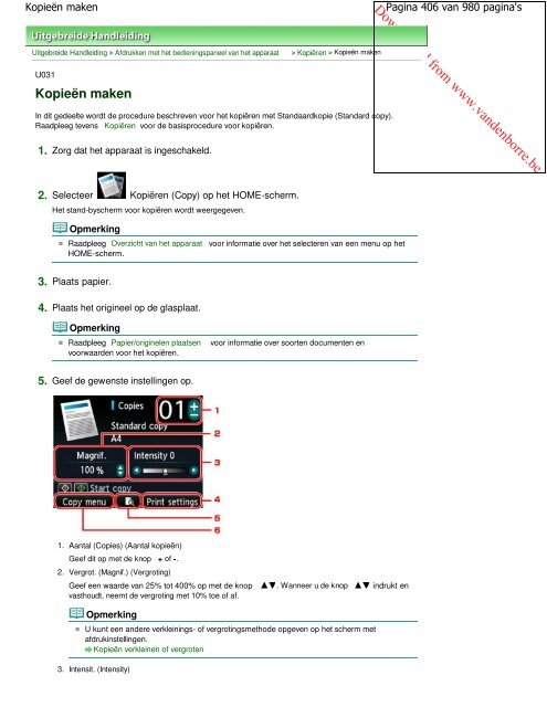 Canon MG5100 series Online handleiding - Vanden Borre