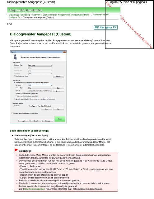 Canon MG5100 series Online handleiding - Vanden Borre