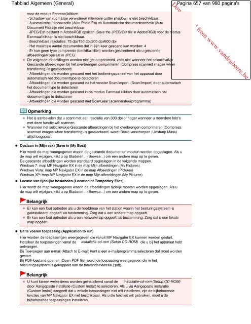 Canon MG5100 series Online handleiding - Vanden Borre