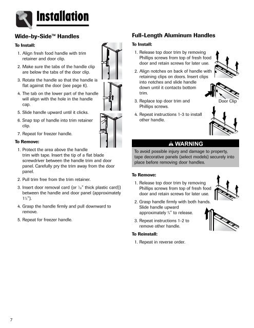 ASD2620HE Amana Refrigerator Service Manual - Appliance 911 ...