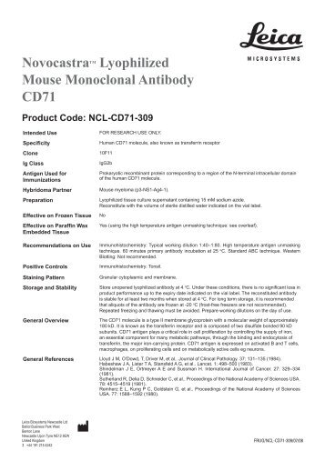 Novocastratm Lyophilized Mouse Monoclonal Antibody CD71