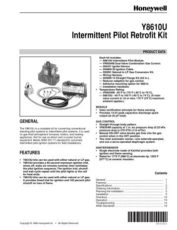 68-0133 - Y8610U Intermittent Pilot Retrofit Kit - Air & Water