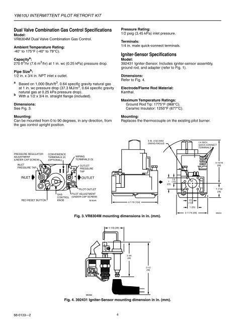 68-0133 - Y8610U Intermittent Pilot Retrofit Kit - Air & Water