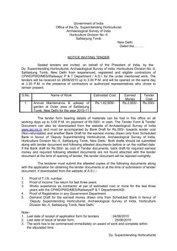 GOVERNMENT OF INDIA - Archaeological Survey of India