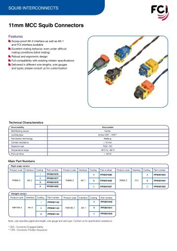 11mm MCC Squib Connectors - FCI