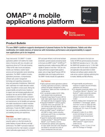 OMAP 4 Mobile Applications Platform [Rev.A] - Texas Instruments