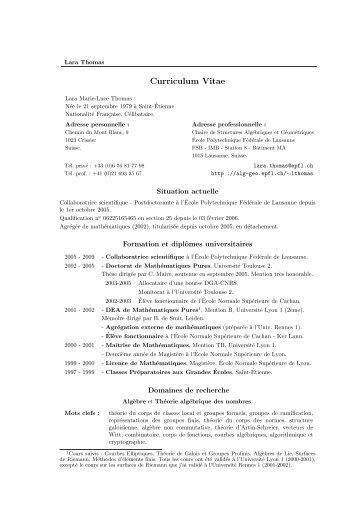 Curriculum Vitae - EPFL