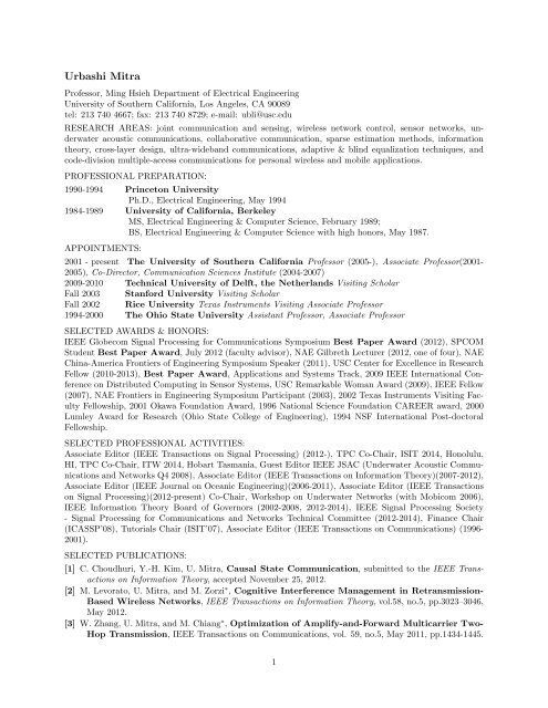 NSF 2-page - University of Southern California