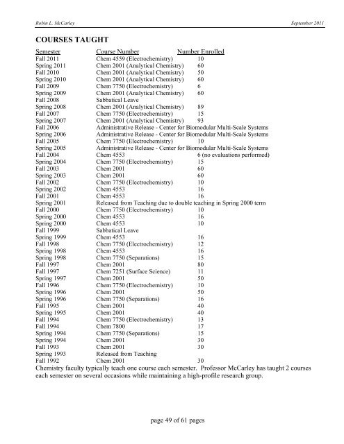 Curriculum Vitae – Robin L. McCarley - LSU Department of ...