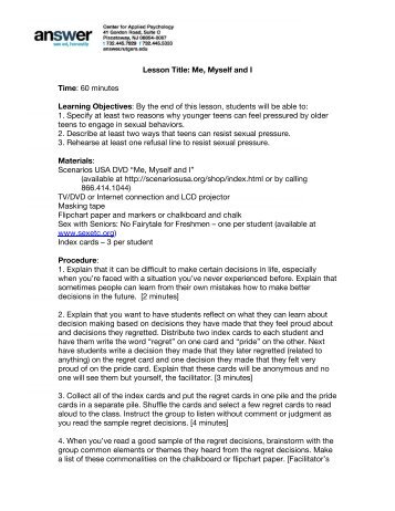 Lesson Title: Me, Myself and I Time: 60 minutes Learning ... - Answer