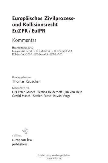 Europäisches Zivilprozess- und Kollisionsrecht EuZPR / EuIPR ...