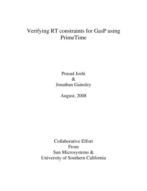 Verifying RT constraints for GasP using PrimeTime - University of ...