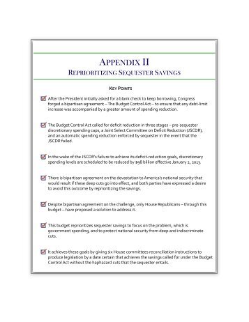 Appendix II - House Budget Committee