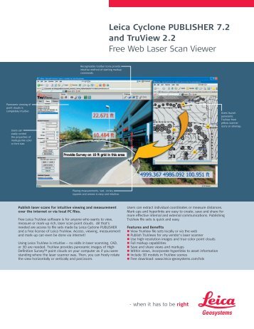 Leica Cyclone PUBLISHER 7.2 and Truview 2.2 Free Web Laser Scan