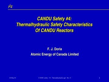 Thermalhydraulic Safety Characteristics Of CANDU ... - Canteach