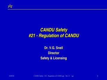 CANDU Safety #21 - Regulation of CANDU - Canteach