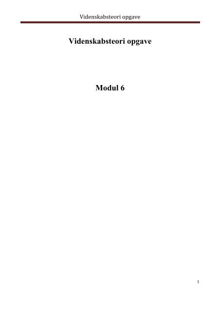 Videnskabsteori opgave Modul 6