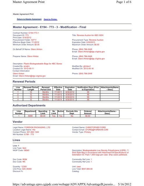 Renewal - Division of Purchases and Supply - Commonwealth of ...