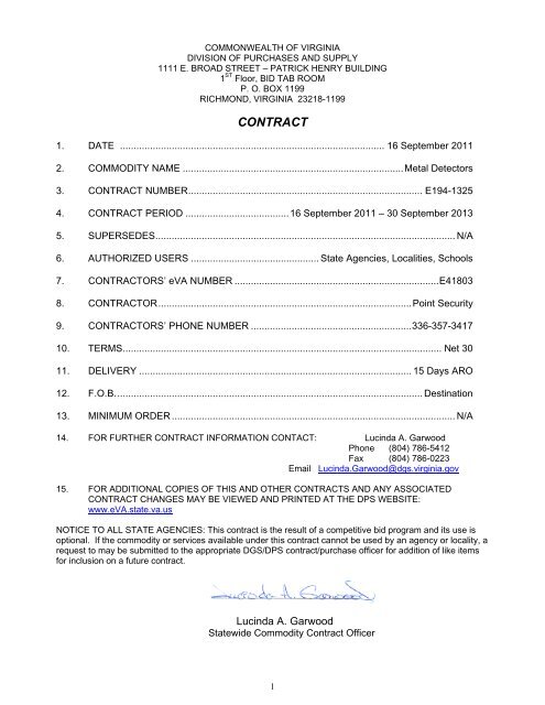 contract renewal - Division of Purchases and Supply ...