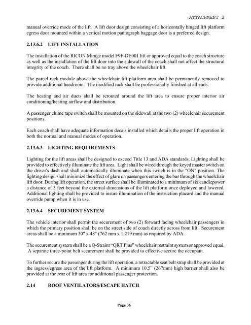 attachment 2 section i ? technical specifications commuter coach ...