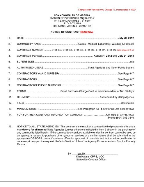 RENEWAL REVISED - Division of Purchases and Supply ...