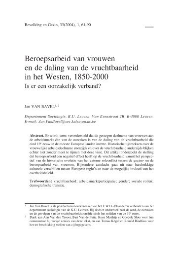 Beroepsarbeid van vrouwen en de daling van de vruchtbaarheid in ...