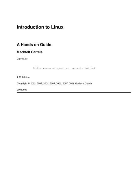 Introduction To Linux The Linux Documentation Project
