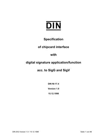 Specification of chipcard interface with digital signature ... - Ftp Sunet