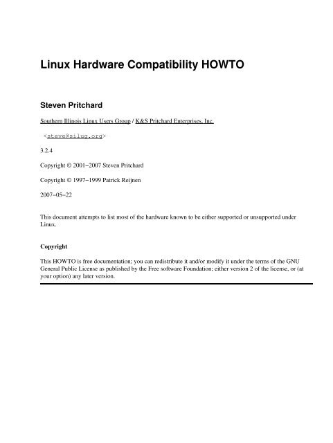 Linux Hardware Compatibility Howto The Linux Documentation