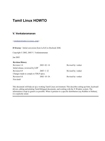 Tamil Linux HOWTO - The Linux Documentation Project