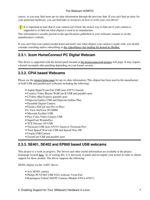 The Webcam HOWTO - The Linux Documentation Project