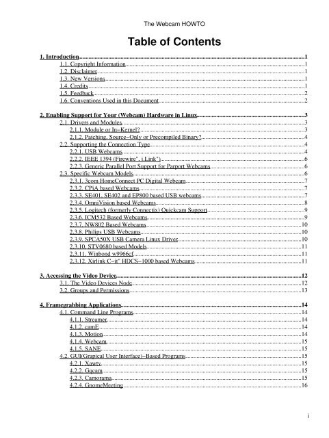 The Webcam HOWTO - The Linux Documentation Project