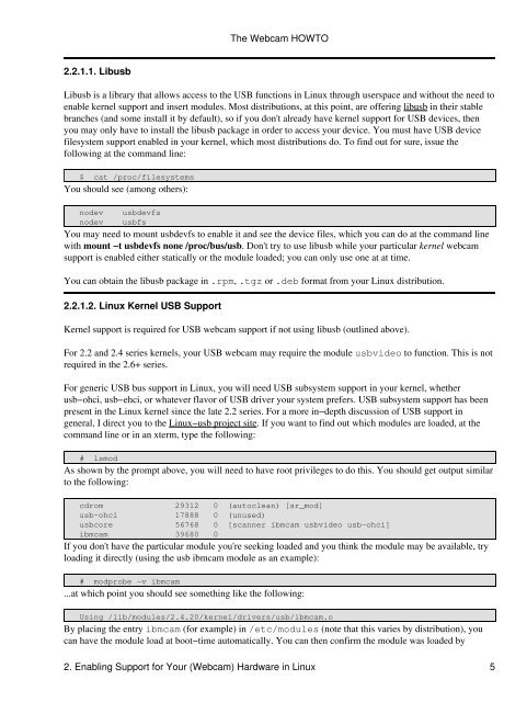 The Webcam HOWTO - The Linux Documentation Project