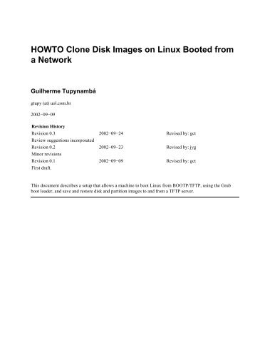 HOWTO Clone Disk Images on Linux Booted from a Network