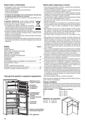 Medidas do aparelho Índice Notas sobre segurança e ... - Liebherr