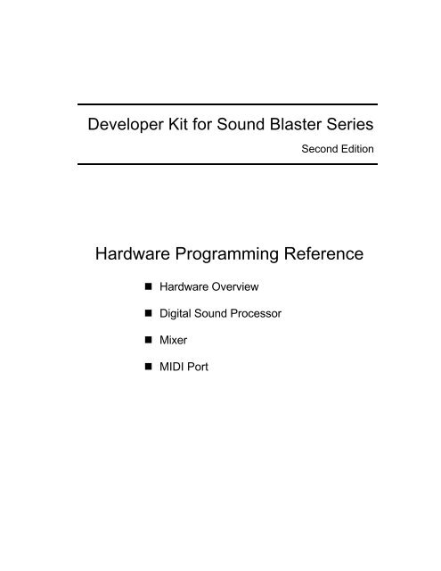 Developer Kit for Sound Blaster Series