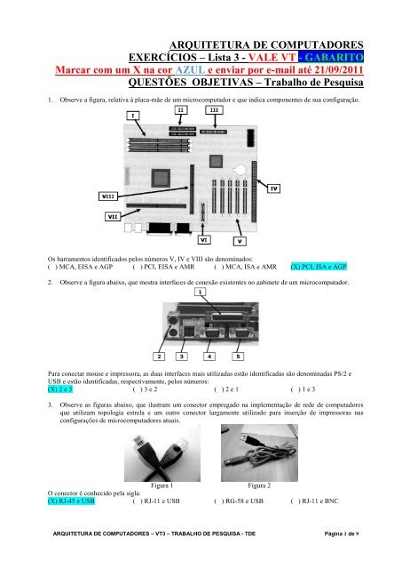 ARQUITETURA DE COMPUTADORES EXERCÍCIOS – Lista 3 ...