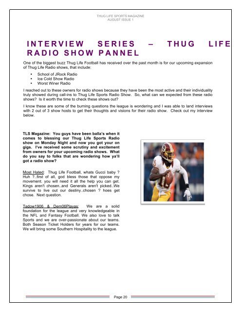 THUG LIFE SPORTS MAGAZINE