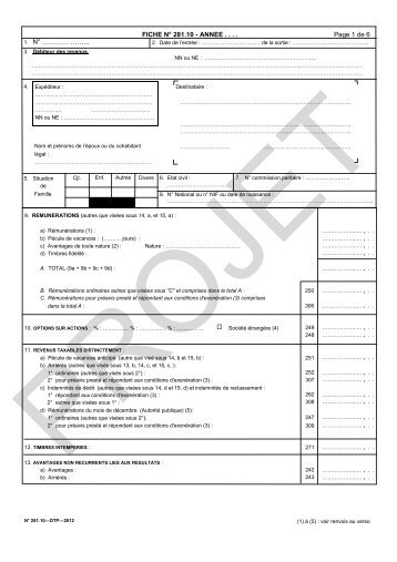 FICHE N° 281.10 - ANNEE . . . . Page 1 de 6 1. N - Fiscus.fgov.be