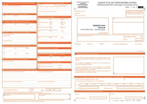 Aangifte 2013 - Deel 1 En 2 - FOD Financiën